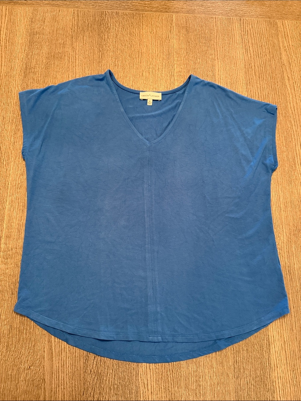 Gibson Latimer Blue V-Neck Sleeve Tee